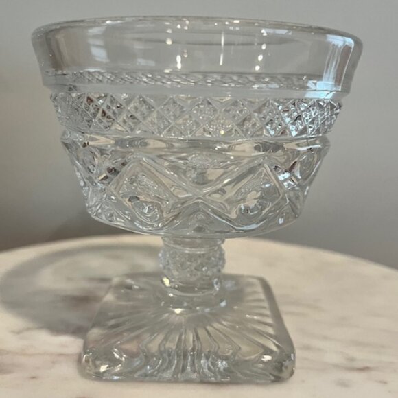 Set of (2) Vintage Imperial Glass Cape Cod Square Base Sherbet Sundae Cup Dish - Picture 4 of 5